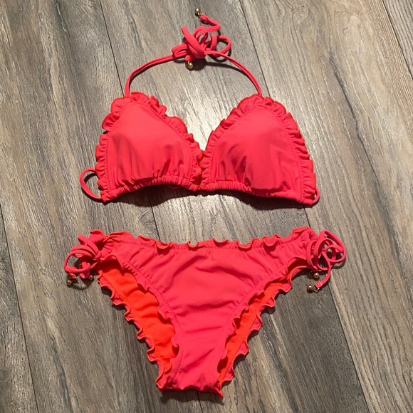 Abercrombie & Fitch Bright Coral Bikini Top - Picture 1 of 7